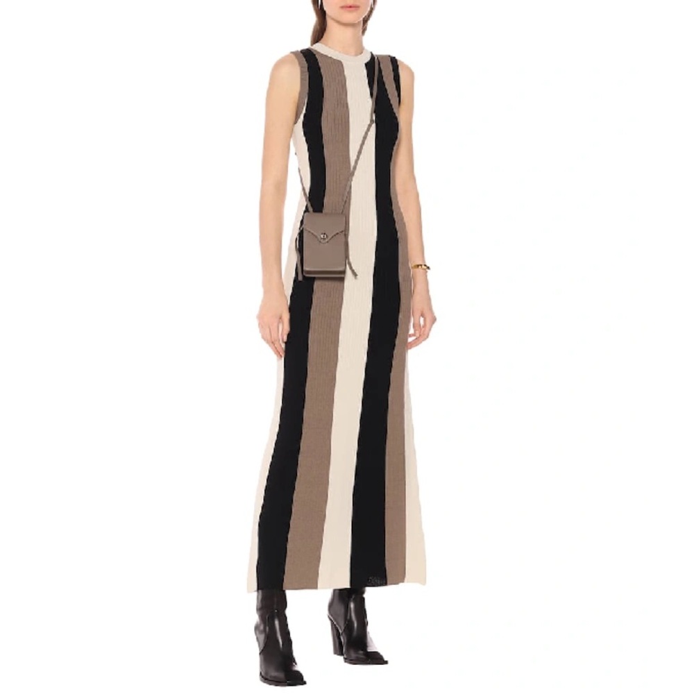 AMI ALEXANDRE MATTIUSSI Beige Striped Rib Knit Dress